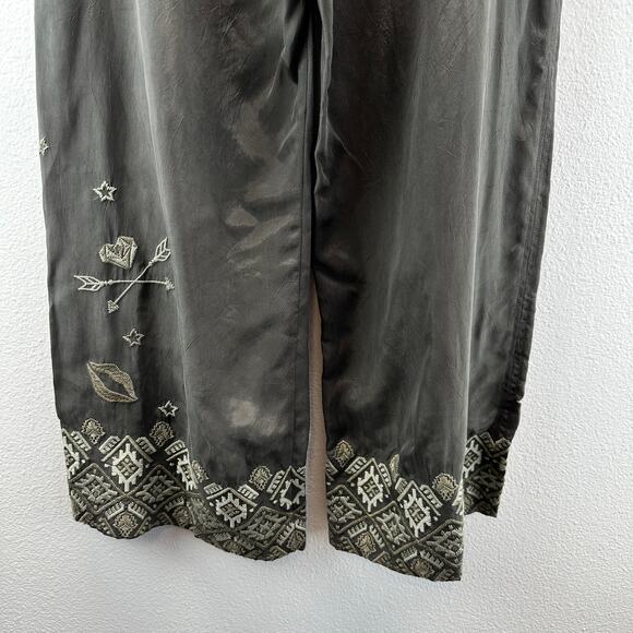 NWT Odd Molly Embroidered Pull On Wide Leg Pants Grey 1 or small - Picture 6 of 14